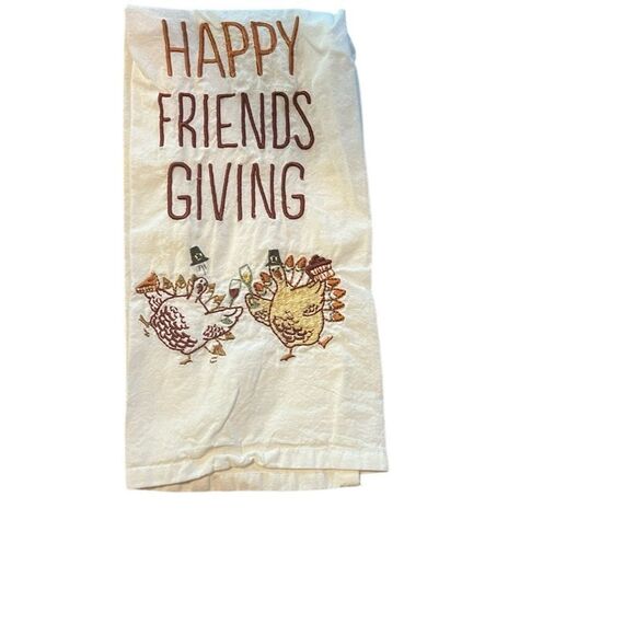 Happy Friendsgiving thanksgiving dish towel holiday set of 2 - Picture 2 of 4